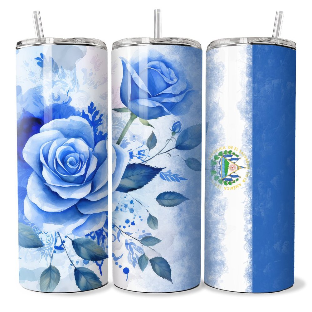 20oz Tumbler El Salvador Design with Straw for Cold and Hot Water